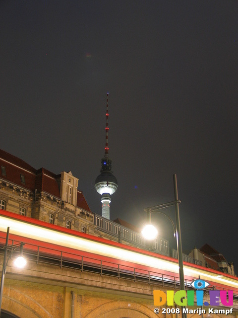 25320 Fernsehturm Berlin (TV Tower) and train at night